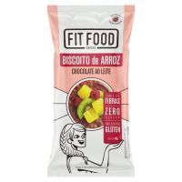 Biscoito de Arroz Cobertura Chocolate ao Leite Zero Acar Fit Food 60g - Caixa com 18 unidades